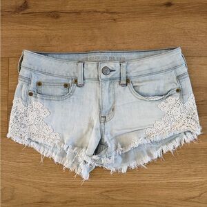 American Eagle Light Blue Jean Shorts with Lace